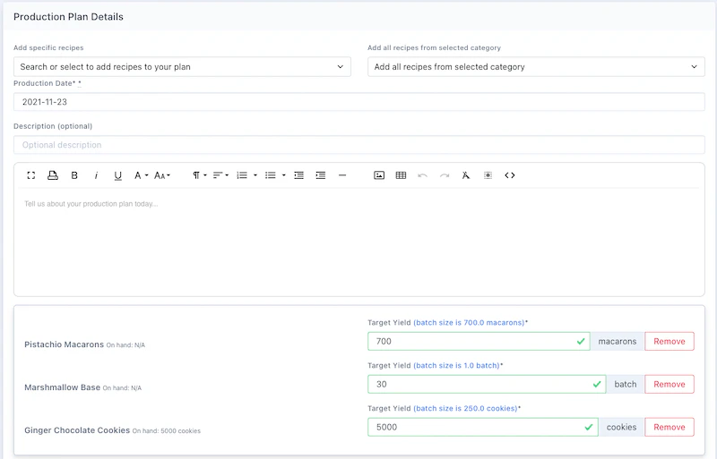 screenshot of Recipe Cost Calculator